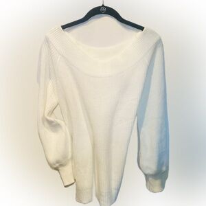 🤍 Zaful Creamy White Cozy off the shoulder Sweater - scoop neck one size - new